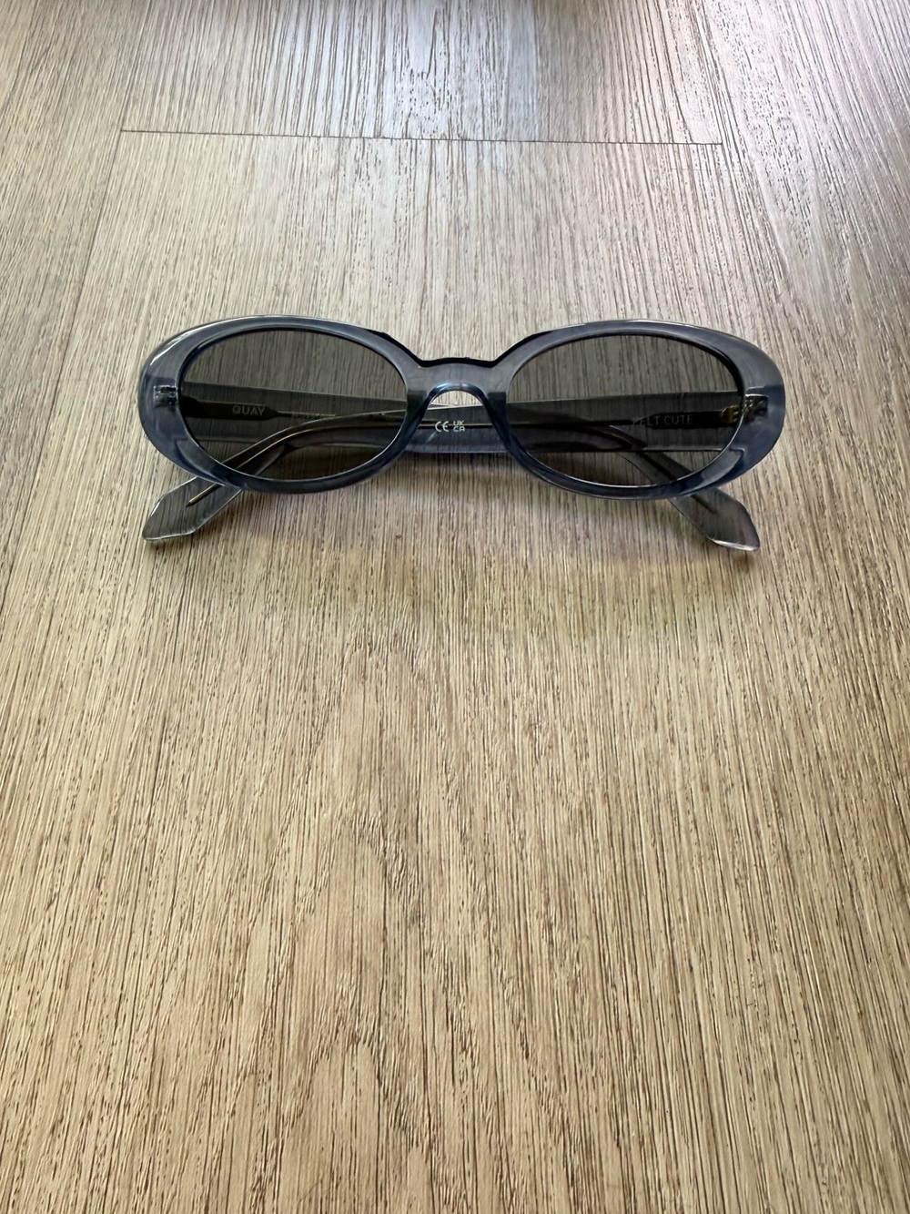 quay australia felt cute blue retro oval round narrow y2k modern sunglasses NEW